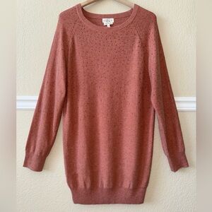 Angora Longline Crewneck Fuzzy Sweater with Rhinestones Size US 10